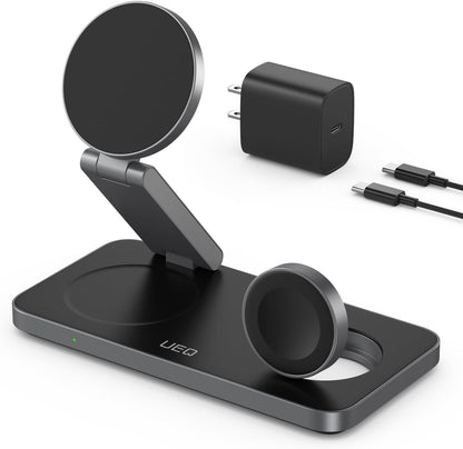 Foldable 3-in-1 Wireless Charger Stand for Apple Devices